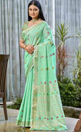 Cotton Turquoise Libas Saree